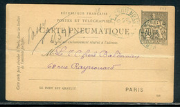 Carte Pneumatique (avec Pli ) De Paris En 1898 Pour Paris - Prix Fixe !!  - O9 - Pneumatic Post