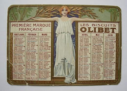 Calendrier Petit Format Gaufré 1907 Biscuits OLIBET - Art Nouveau - Small : 1901-20