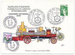 FRANCE - CPM Affr 1,00F Sabine Obl "Congrès National Des Sapeurs Pompiers Strasbourg - 1979" + Conseil Europe - Gedenkstempel