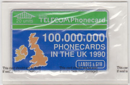 UK - Landis & Gyr - 100 Millionth Card, 20 U, Tirage 5.000, 09/90, Mint - BT Herdenkingsuitgaven