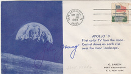 N°608 N -lettre Apollo 10 -first Colot TV From The Moon- Signé John Young - Amérique Du Nord