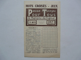MOTS CROISES - LE MAGAZINE DES ENIGMES 1969 - Giochi Di Società