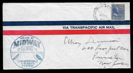 1941 AUG 15 - TRANSPACIFIC AIR MAIL - MAILED AT MIDWAY ISLANDS - PAN AMERICAN AIRWAYS SYSTEM To PRINCETON - RARE - 2a. 1941-1960 Usati