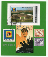 Olympic Games Berlin 1936 - Jeux Olympiques - Philatelia 87. DPR Korea (Corée Du Nord). Bloc Feuillet 11/05/1985 - Corea Del Norte