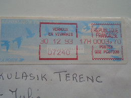 D173942    France  Machine Franking Label  Vernoux En Vivarais  1993   17h - Otros & Sin Clasificación