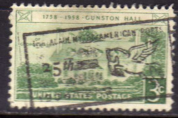 USA STATI UNITI 1958 GUNSTON HALL ISSUE VIRGINIA CENT 3c USED USATO OBLITERE' - Autres & Non Classés