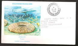 Polynésie 1978 N° PA 138 O FDC, Premier Jour, Coraux, Corail, Fungia, Poissons, Poisson, Champignon - Brieven En Documenten