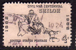 USA STATI UNITI 1961 1965 1962 CIVIL WAR CENTENNIAL ISSUE RIFLEMAN OF SHILOH 1862 CENT. 4c USED USATO OBLITERE' - Sonstige & Ohne Zuordnung