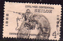 USA STATI UNITI 1961 1965 1962 CIVIL WAR CENTENNIAL ISSUE RIFLEMAN OF SHILOH 1862 CENT. 4c USED USATO OBLITERE' - Autres & Non Classés