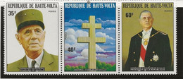 HAUTE - VOLTA  -GENERAL DE GAULLE - TRIPTYQUE N° 304 A  - NEUF INFIME CHARNIERE -ANNEE 1974 - - Alto Volta (1958-1984)