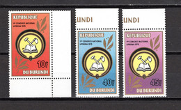 BURUNDI  N° 841 à 843   NEUFS SANS  CHARNIERE COTE 6.00€    CONGRES DU PARTI - Unused Stamps