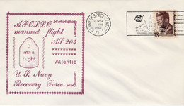 N°664 N -lettre Apollo Manned Flight -U.S.Nava Recovery Force- - Amérique Du Nord