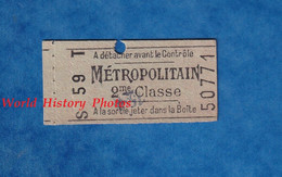 Ticket Ancien De Métro - S 59 T - 2ème Classe - Métropolitain - Paris - N° 50771 - Gare - Unclassified