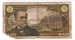 Billet - 5 Francs Pasteur - 4.4.1968 F - D.78 N° 60188 - 5 F 1966-1970 ''Pasteur''