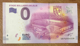 2016 BILLET 0 EURO SOUVENIR DPT 62 STADE BOLLAERT-DELELIS RCL ZERO 0 EURO SCHEIN BANKNOTE PAPER MONEY - Pruebas Privadas