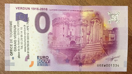 2016 BILLET 0 EURO SOUVENIR DPT 55 VERDUN 1916 - 2016 + TAMPON ZERO 0 EURO SCHEIN BANKNOTE PAPER MONEY BANK PAPER MONEY - Private Proofs / Unofficial