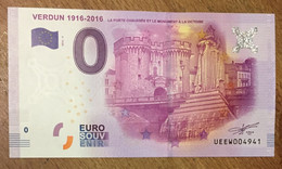 2016 BILLET 0 EURO SOUVENIR DPT 55 VERDUN 1916 - 2016 ZERO 0 EURO SCHEIN BANKNOTE PAPER MONEY BANK PAPER MONEY - Private Proofs / Unofficial