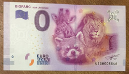 2016 BILLET 0 EURO SOUVENIR DPT 49 BIOPARC DOUÉ LA FONTAINE ZERO 0 EURO SCHEIN BANKNOTE PAPER MONEY BANK - Essais Privés / Non-officiels