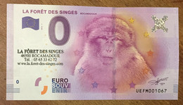 2016 BILLET 0 EURO SOUVENIR DPT 46 LA FORÊT DES SINGES ROCAMADOUR + TAMPON ZERO 0 EURO SCHEIN BANKNOTE PAPER MONEY BANK - Pruebas Privadas