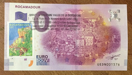 2016 BILLET 0 EURO SOUVENIR DPT 46 ROCAMADOUR + TIMBRE ZERO 0 EURO SCHEIN BANKNOTE PAPER MONEY BANK - Essais Privés / Non-officiels