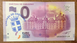 2016 BILLET 0 EURO SOUVENIR DPT 41 CHÂTEAU DE CHEVERNY + TAMPON ZERO 0 EURO SCHEIN BANKNOTE PAPER MONEY BANK - Pruebas Privadas