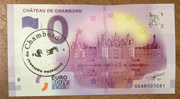 2016 BILLET 0 EURO SOUVENIR DPT 41 CHÂTEAU DE CHAMBORD + TAMPON ZERO 0 EURO SCHEIN BANKNOTE PAPER MONEY BANK - Pruebas Privadas