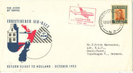 New Zealand Flight Cover Christchurch Air - Race To Amsterdam 12-10-1953 - Cartas & Documentos