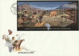 Guinea 2012, Animals XX, Elephant, Hippo, Rhino, Croccodrilles, 3val In BF In FDC - Rhinoceros