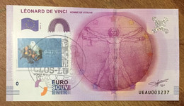 2016 BILLET 0 EURO SOUVENIR DPT 37 LÉONARD DE VINCI + TIMBRE ZERO 0 EURO SCHEIN BANKNOTE PAPER MONEY BANK - Privéproeven