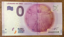 2016 BILLET 0 EURO SOUVENIR DPT 37 LÉONARD DE VINCI ZERO 0 EURO SCHEIN BANKNOTE PAPER MONEY BANK - Privéproeven