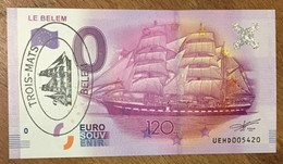 2016 BILLET 0 EURO SOUVENIR DPT 37 LE BELEM + TAMPON ZERO 0 EURO SCHEIN BANKNOTE PAPER MONEY BANK - Private Proofs / Unofficial