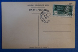 19 FRANCE A E F MOYEN CONGO BELLE CARTE 1942 DE BRAZZAVILLE GEN  DE GAULLE +N°140C + SURCHARGES +AFFRANCH  PLAISANT - Brieven En Documenten