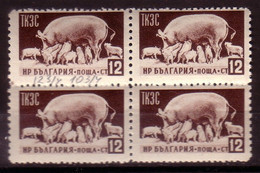 BULGARIA / BULGARIE - 1955 - Fauna - 12 St. Bl De 4 - Mi 937 - Dent. 12 3/4: 10 3/4 Variete (error) - Variétés Et Curiosités