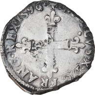 Monnaie, France, Charles X, 1/8 Ecu, 1596, Nantes, Rare, TTB, Argent - 1589-1610 Enrique IV
