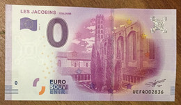 2016 BILLET 0 EURO SOUVENIR DPT 31 LES JACOBINS TOULOUSE ZERO 0 EURO SCHEIN BANKNOTE PAPER MONEY BANK - Private Proofs / Unofficial