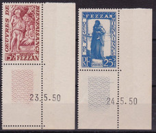 Fezzan 437 ** 1950 - Beneficenza La Serie Angolo Di Foglio N. 27/28. SPL - Fezzan & Ghadames