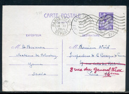 Entier Postal Type Iris De Saint Genix Sur Guiers Pour La Banque De France à Paris En 1944 - O 70 - Cartoline Postali E Su Commissione Privata TSC (ante 1995)