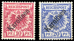 1899, Deutsche Kolonien Karolinen, 3+4 I, * - Karolinen