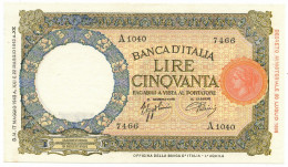 50 LIRE CAPRANESI LUPA CAPITOLINA M. STRETTO FASCIO L'AQUILA 17/05/1943 SUP - Sonstige