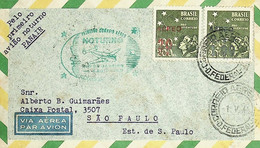 1944 Brasil / Brazil Panair 1.º Voo Noturno Rio De Janeiro - São Paulo, And Return - Luftpost