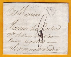 1786 - Marque Postale PARIS En Triangle Sur LAC Vers Bayeux, Calvados - Taxe 8 - Règne De Louis XVI - 1701-1800: Précurseurs XVIII