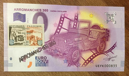 2016 BILLET 0 EURO SOUVENIR DPT 14 ARROMANCHES 360  JEEP + TIMBRE ZERO 0 EURO SCHEIN BANKNOTE PAPER MONEY BANK - Essais Privés / Non-officiels