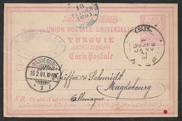 1891 24 JAN. TURKEY TURQUIE - 20Pa . SYRIA - ALEPPO A MAGDEBURG, CDS ALEPPO / 24 JANV - Cartas & Documentos