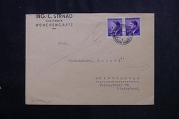 BOHÊME ET MORAVIE - Enveloppe Commerciale De Münchengrätz En 1944 Pour Les Pays Bas Avec Vignette Au Verso - L 72696 - Briefe U. Dokumente