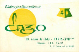 Paris 17ème * ENZO Créations Pour Homme Et Dames * Mode * 33 Avenue De Clichy * Carte De Visite Ancienne - District 17