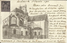 POITIERS ( Vienne ) , Chevet De L' Eglise Montierneuf , 1901 , Carte Précurseur + Timbres Taxe Au Dos - Poitiers