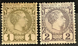 MONACO 1885 - MLH - Sc# 1, 2 - 1c 2c - Unused Stamps