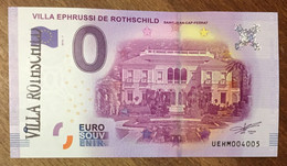 2016 BILLET 0 EURO SOUVENIR DPT 06 VILLA EPHRUSSI DE RROTHSCHILD + TAMPON ZERO 0 EURO SCHEIN BANKNOTE PAPER MONEY BANK - Private Proofs / Unofficial