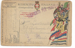 Italie Guerre 14 18 Poste Militaire Sur Carte Drapeaux CAD Posta Militare 111 + Griffe Violette Verificato Per C    ...G - Other & Unclassified