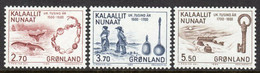 Greenland, 1984, Settlers, Whales, Boat, Artefacts, MNH, Michel 148-150 - Sonstige & Ohne Zuordnung
